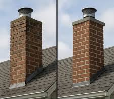 A brick chimney damaged by the freeze-thaw cycle, showing cracks and spalling brickwork. This emphasizes the impact of harsh Minnesota winters on masonry structures.